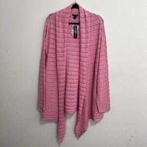Westbound‎ Pink Crochet Open Waterfall Duster Cardigan Size 3X Long Sleeves NEW